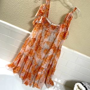 The Impeccable Pig orange and pink A line Dress NEW w/out tags . Size M